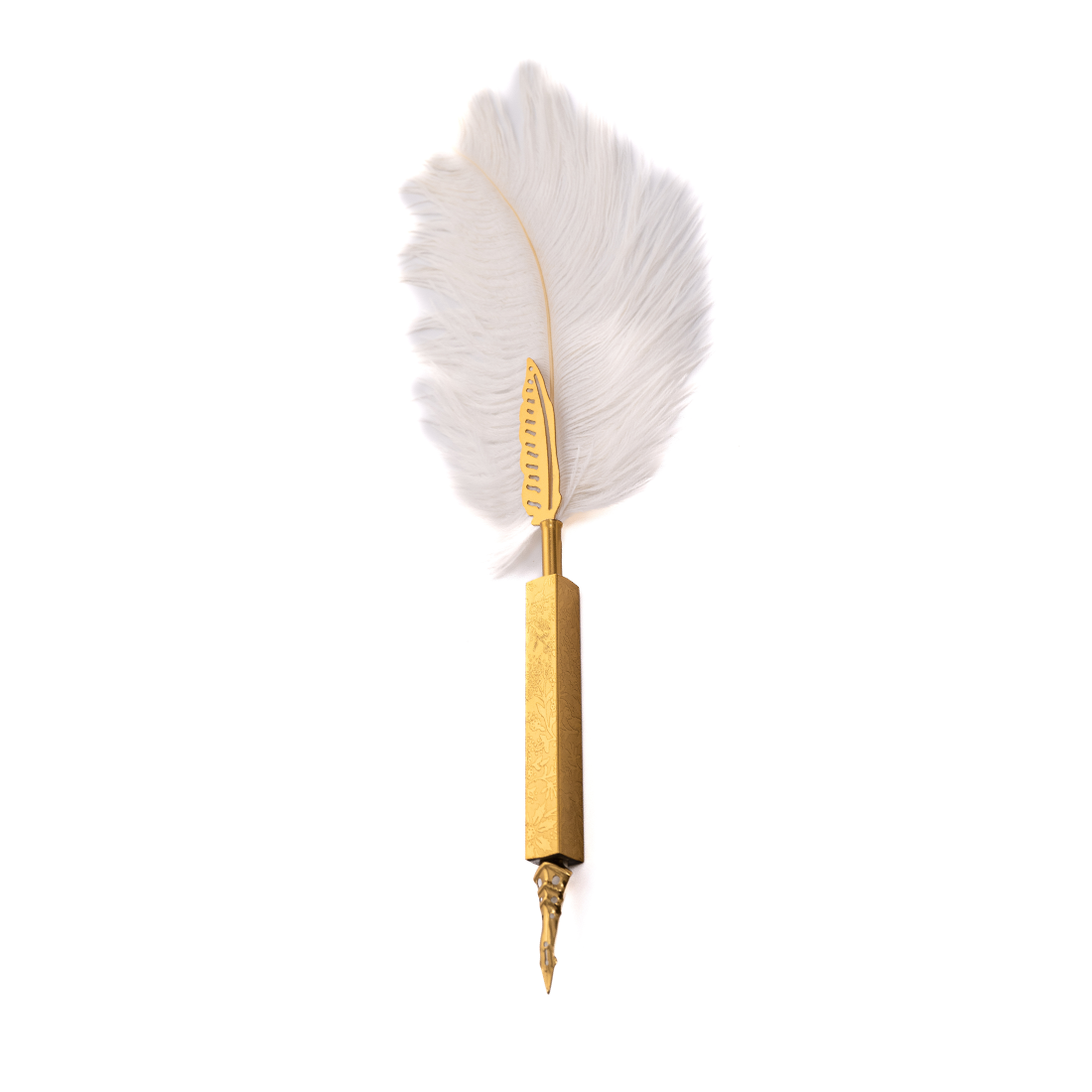 SILVER SPARKLE WHITE OSTRICH QUILL PEN