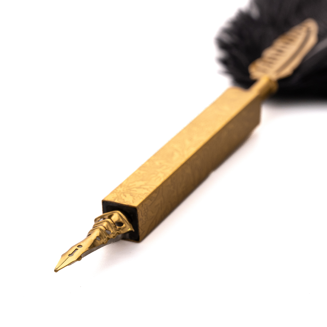 GOLDEN TOUCH BLACK OSTRICH QUILL PEN