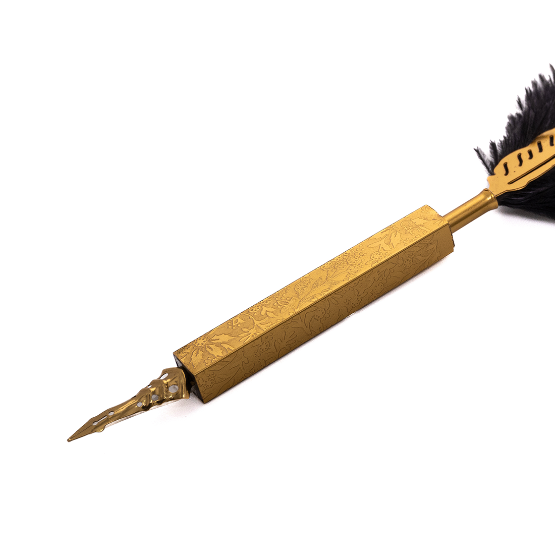GOLDEN TOUCH BLACK OSTRICH QUILL PEN