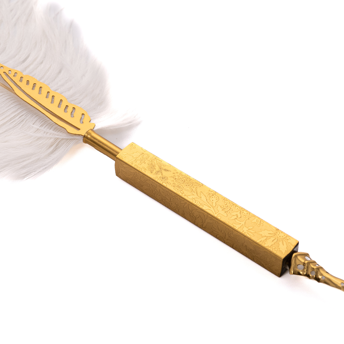 SILVER SPARKLE WHITE OSTRICH QUILL PEN