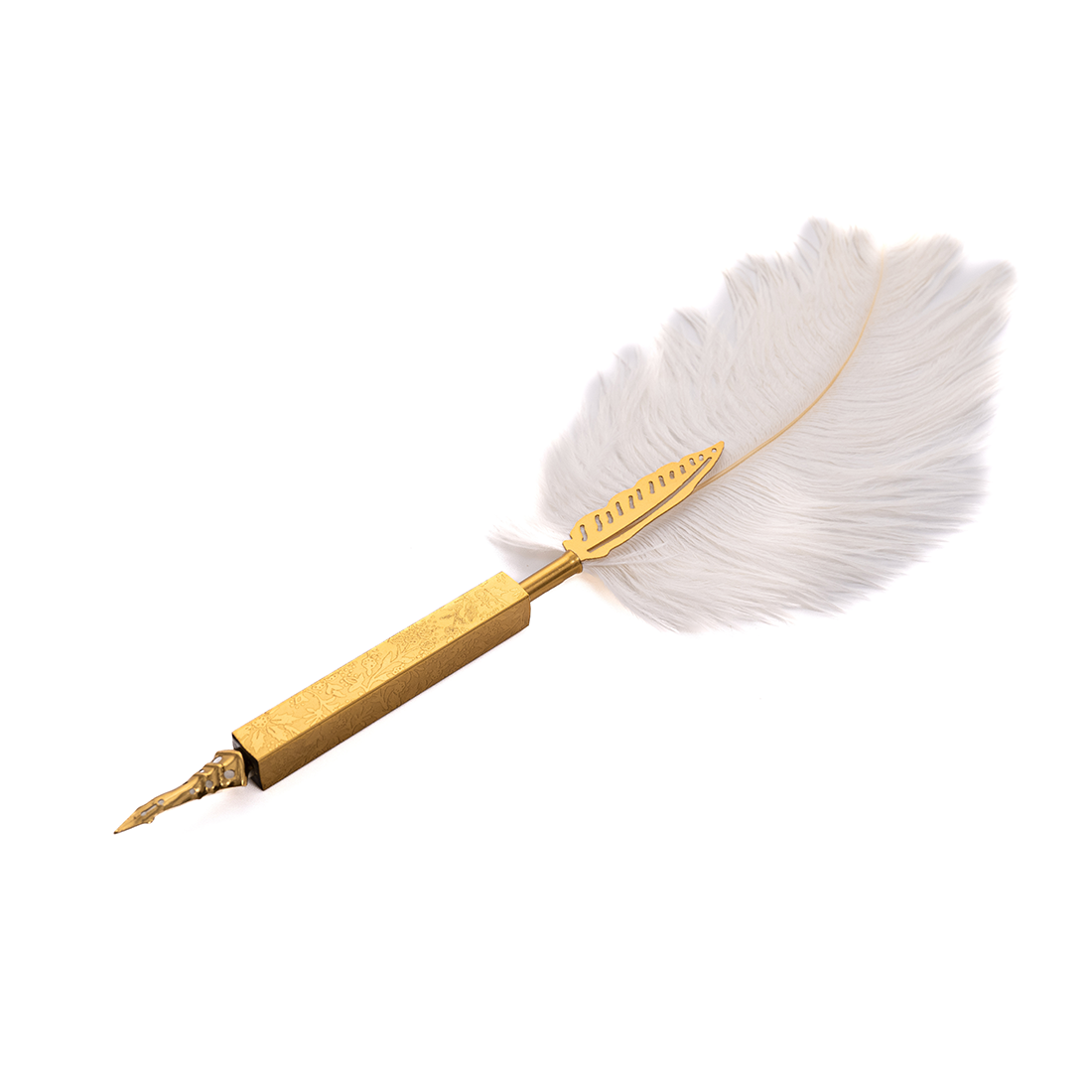 SILVER SPARKLE WHITE OSTRICH QUILL PEN