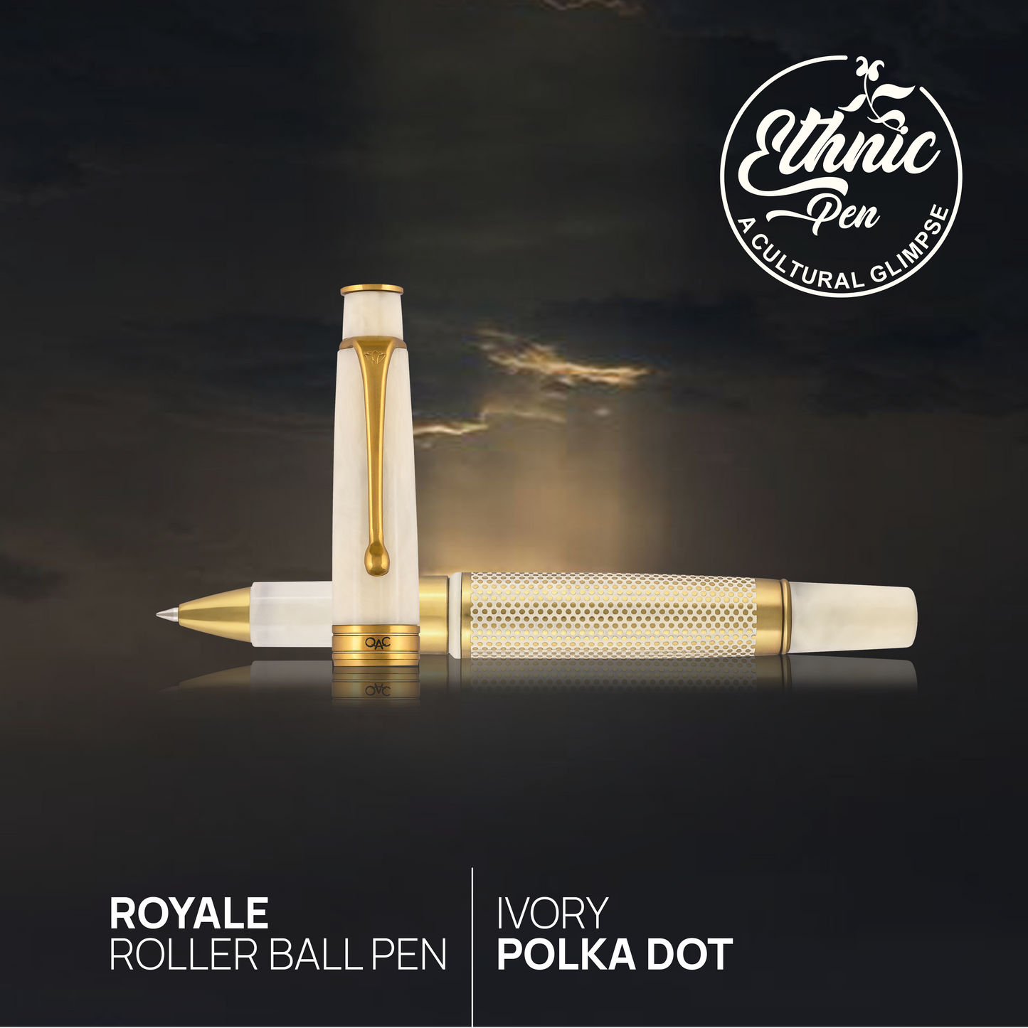 Royale Ivory Polka Dot Roller Ball Pen