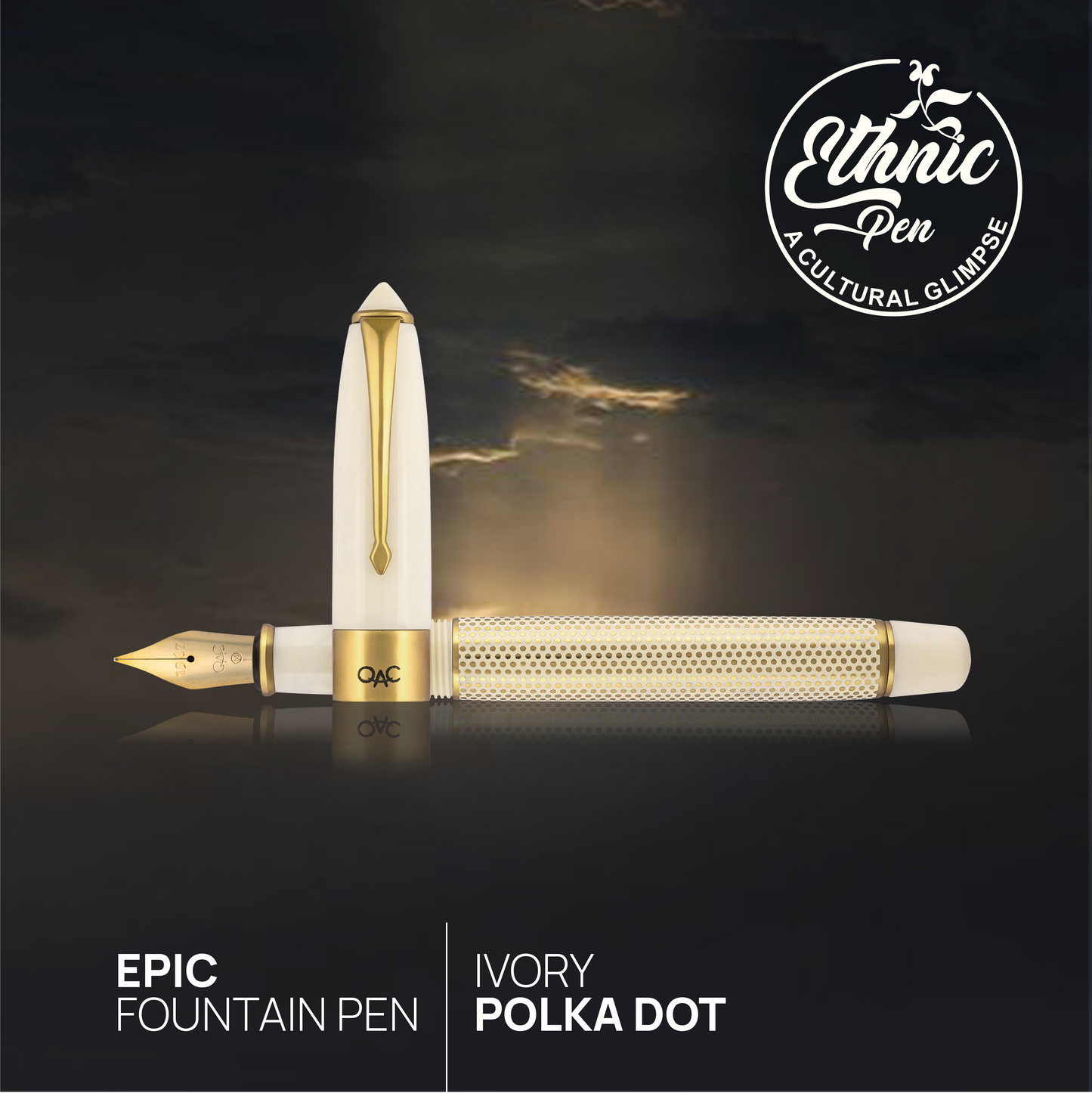 Epic Ivory Polka Dot Fountain Pen