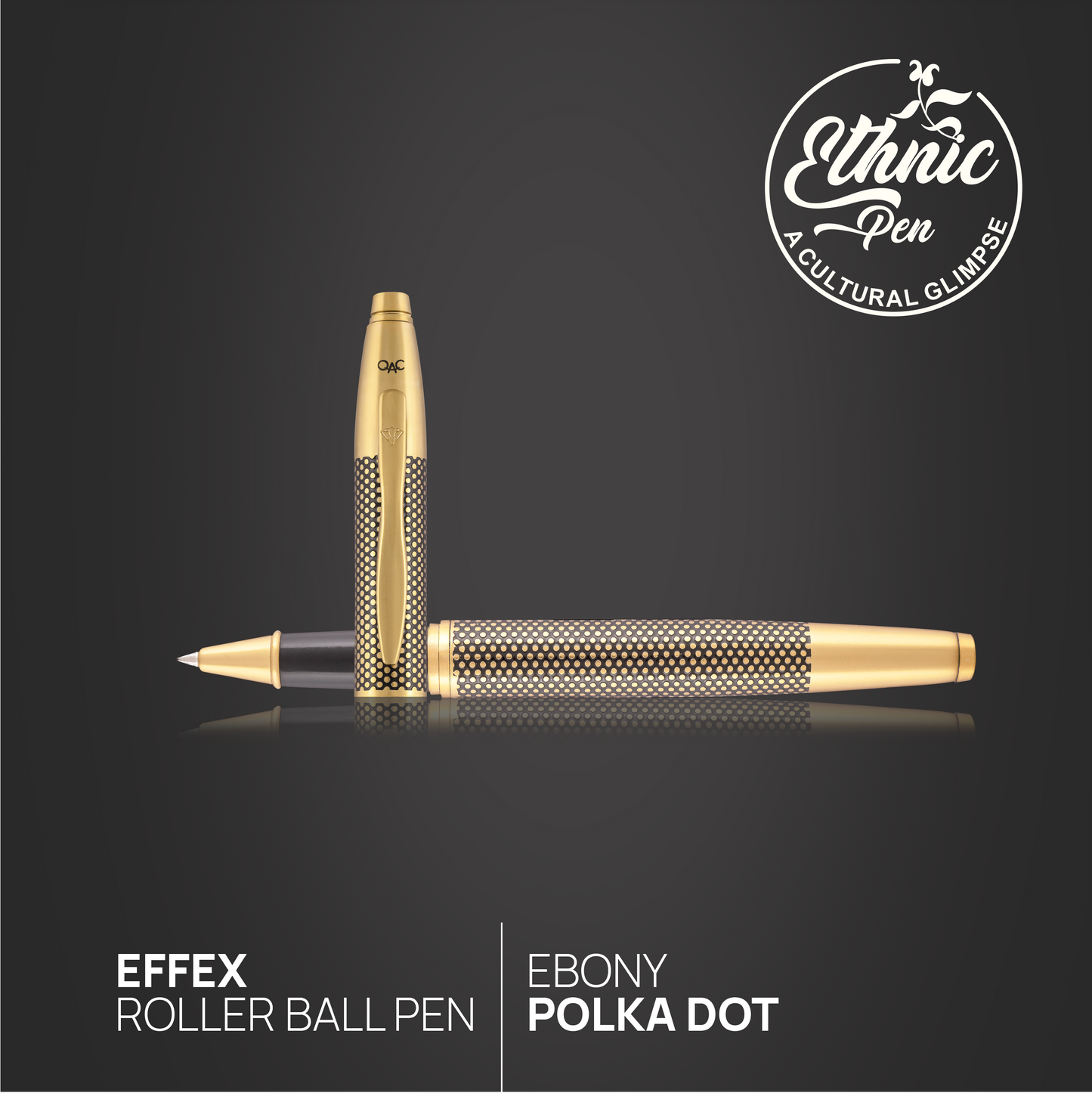 Effex Ebony Polka Dot Roller Ball Pen