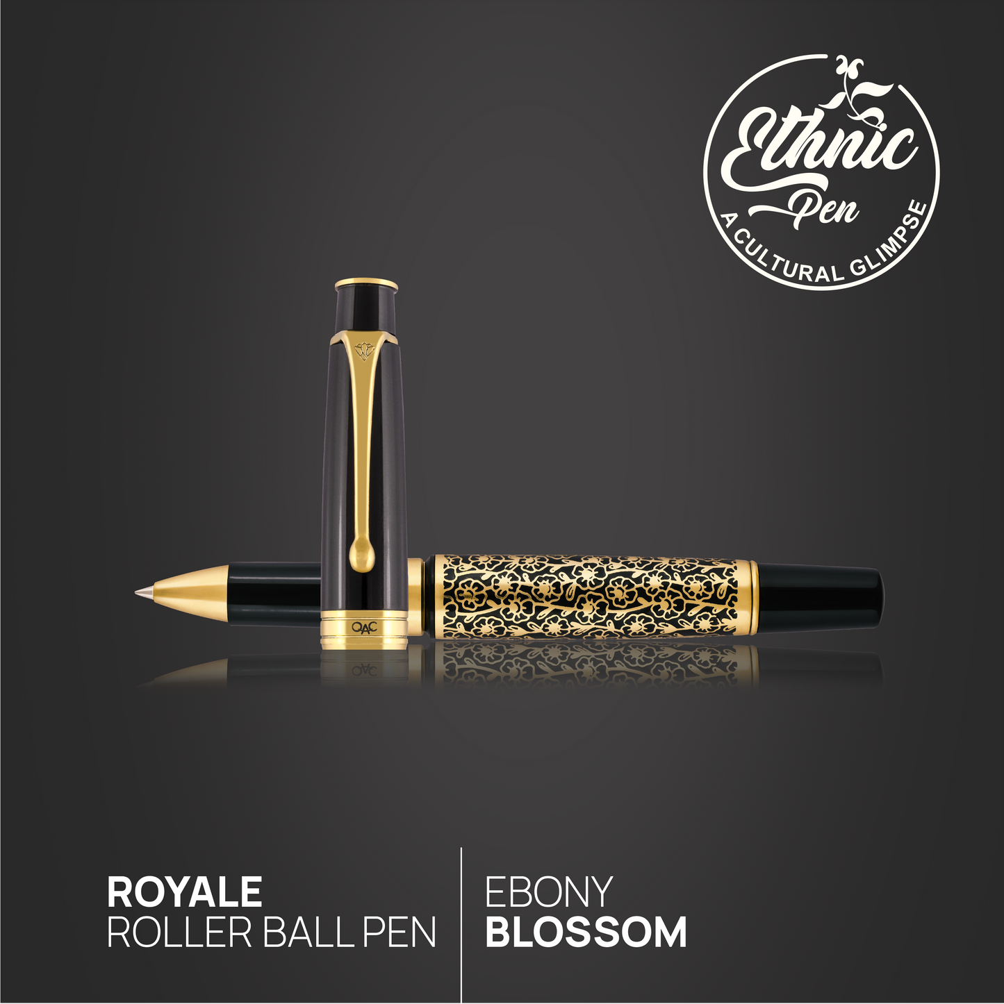 Royale Ebony Blossom Roller Ball Pen