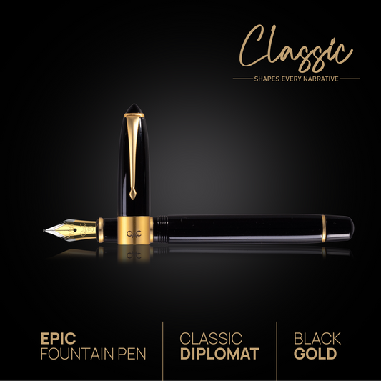 Epic Classic Fountain Pen Black Gold Diplomat