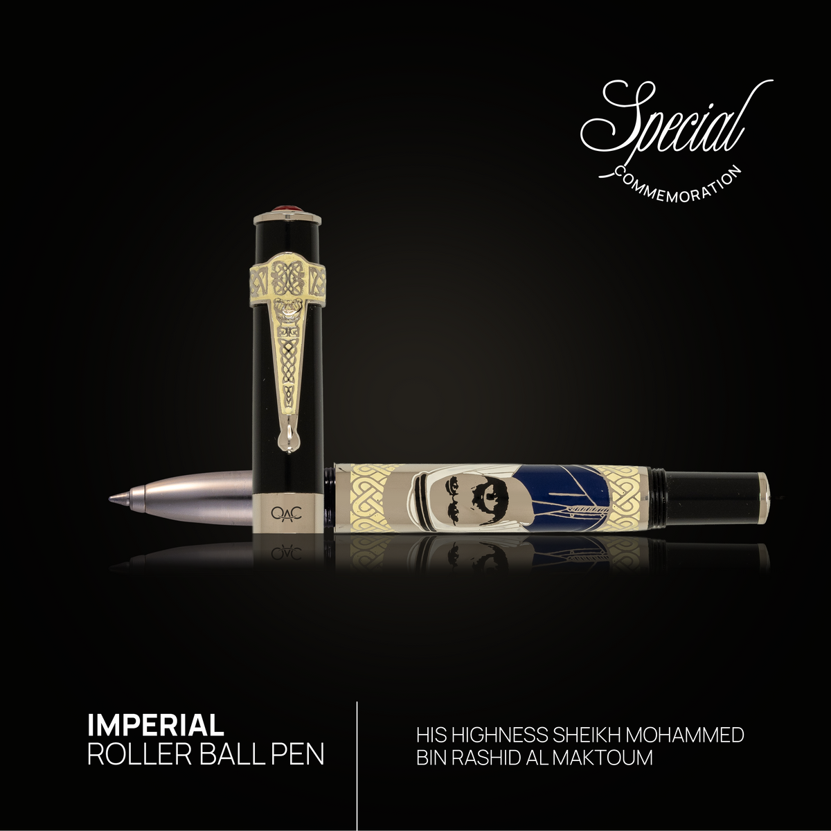 Imperial Sheikh Mohammed Bin Rashid Al Makhtoum Roller Ball Pen Black