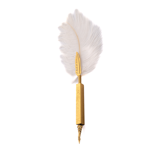 SILVER SPARKLE WHITE OSTRICH QUILL PEN