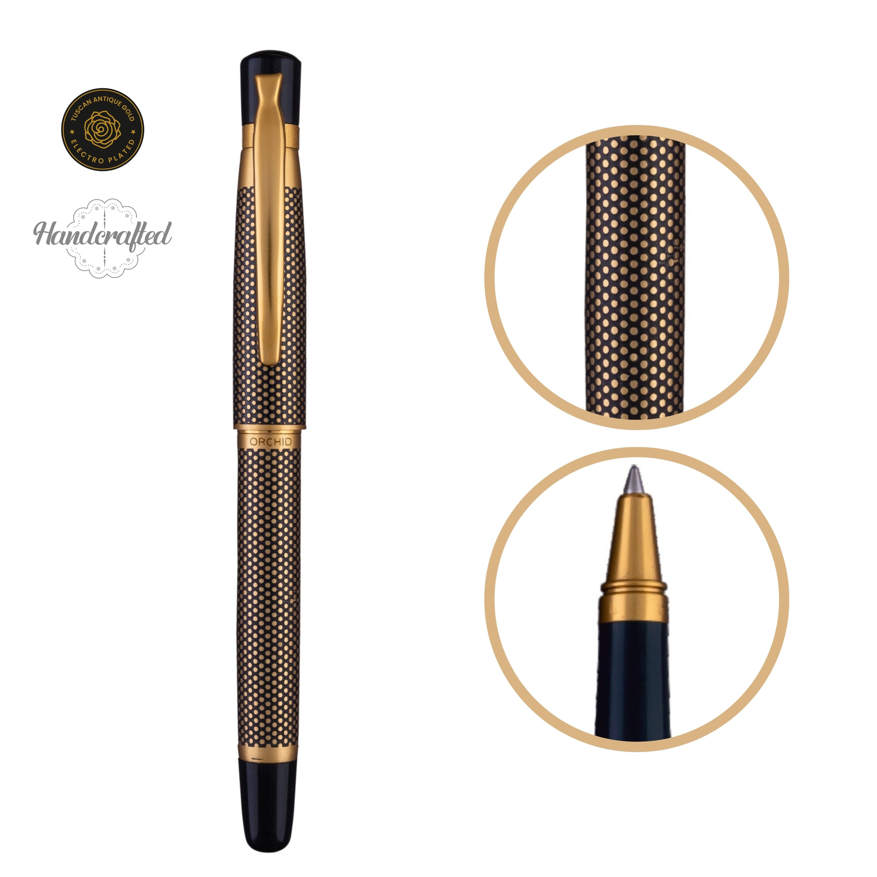 TULIP ROLLER BALL PEN - EBONY POLKA DOT