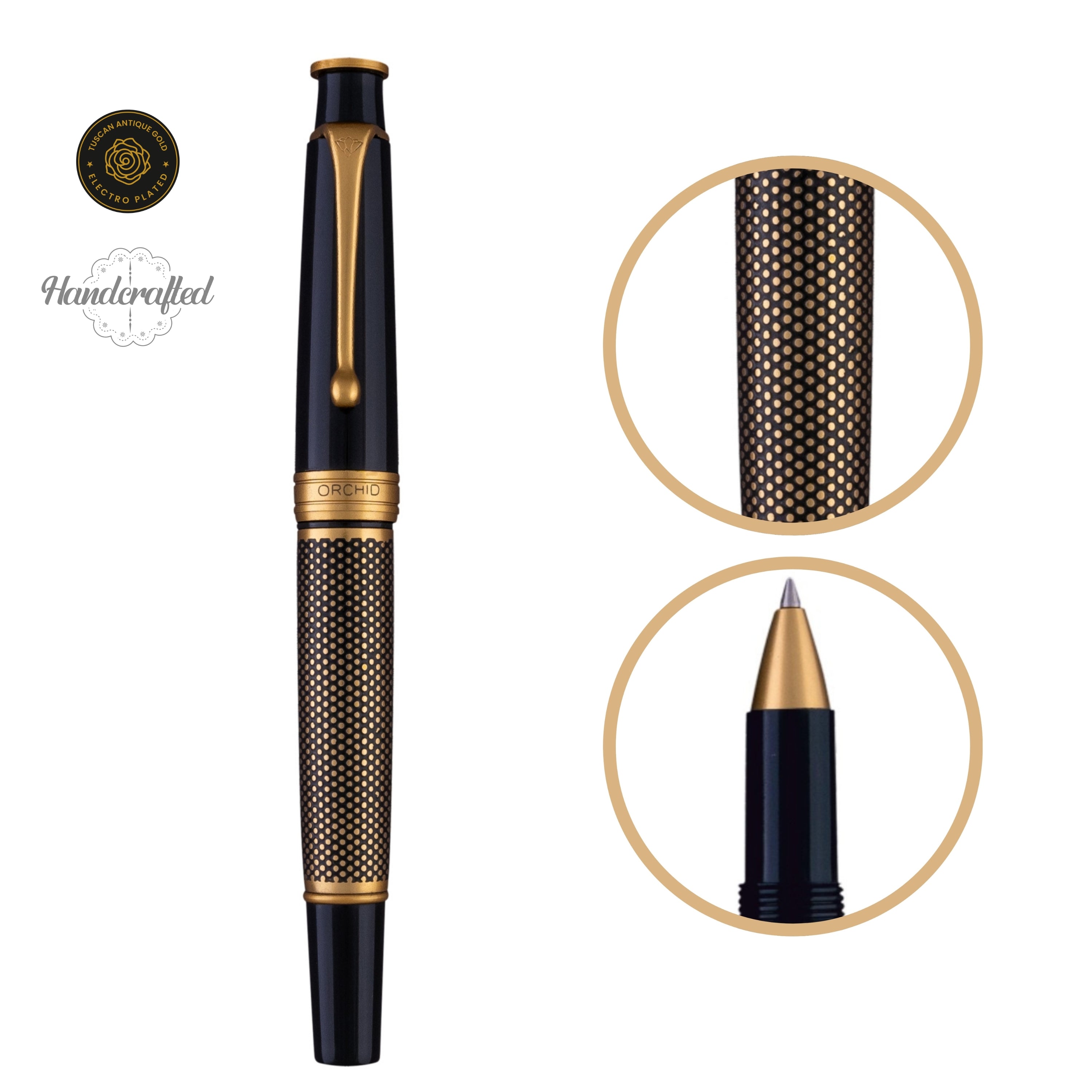 ROYALE ROLLER BALL PEN - EBONY POLKA DOT