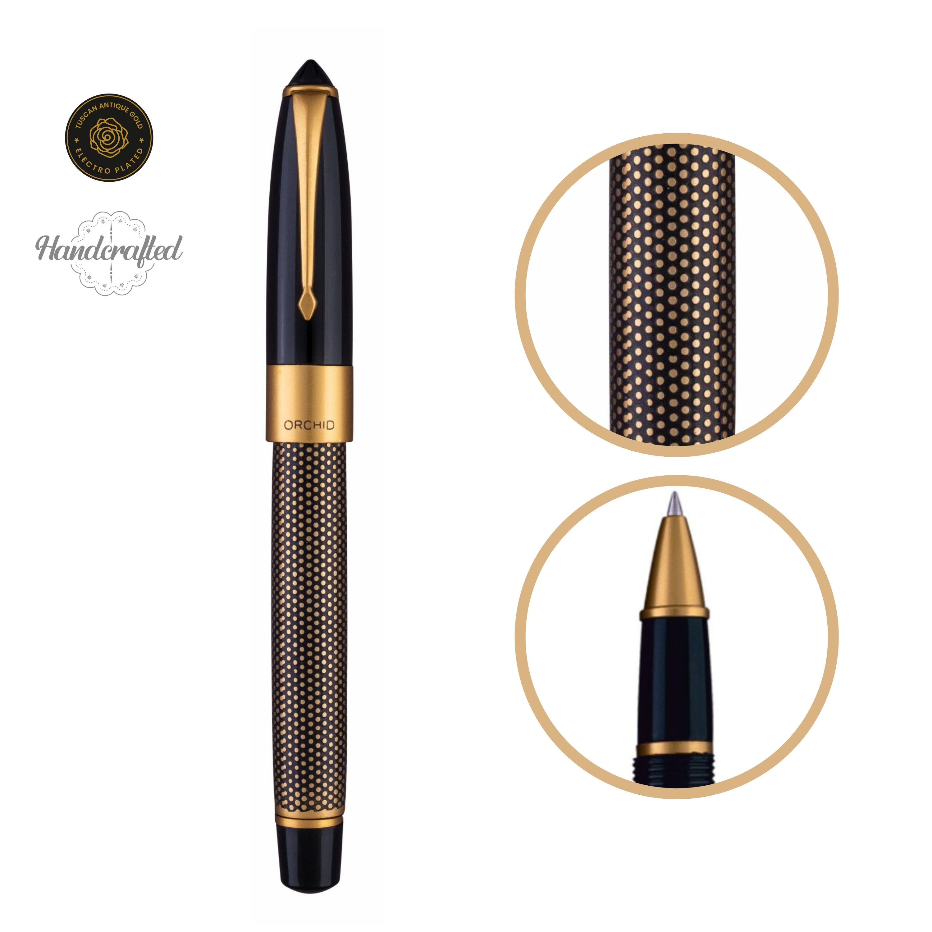 EPIC ROLLER BALL PEN - EBONY POLKA DOT