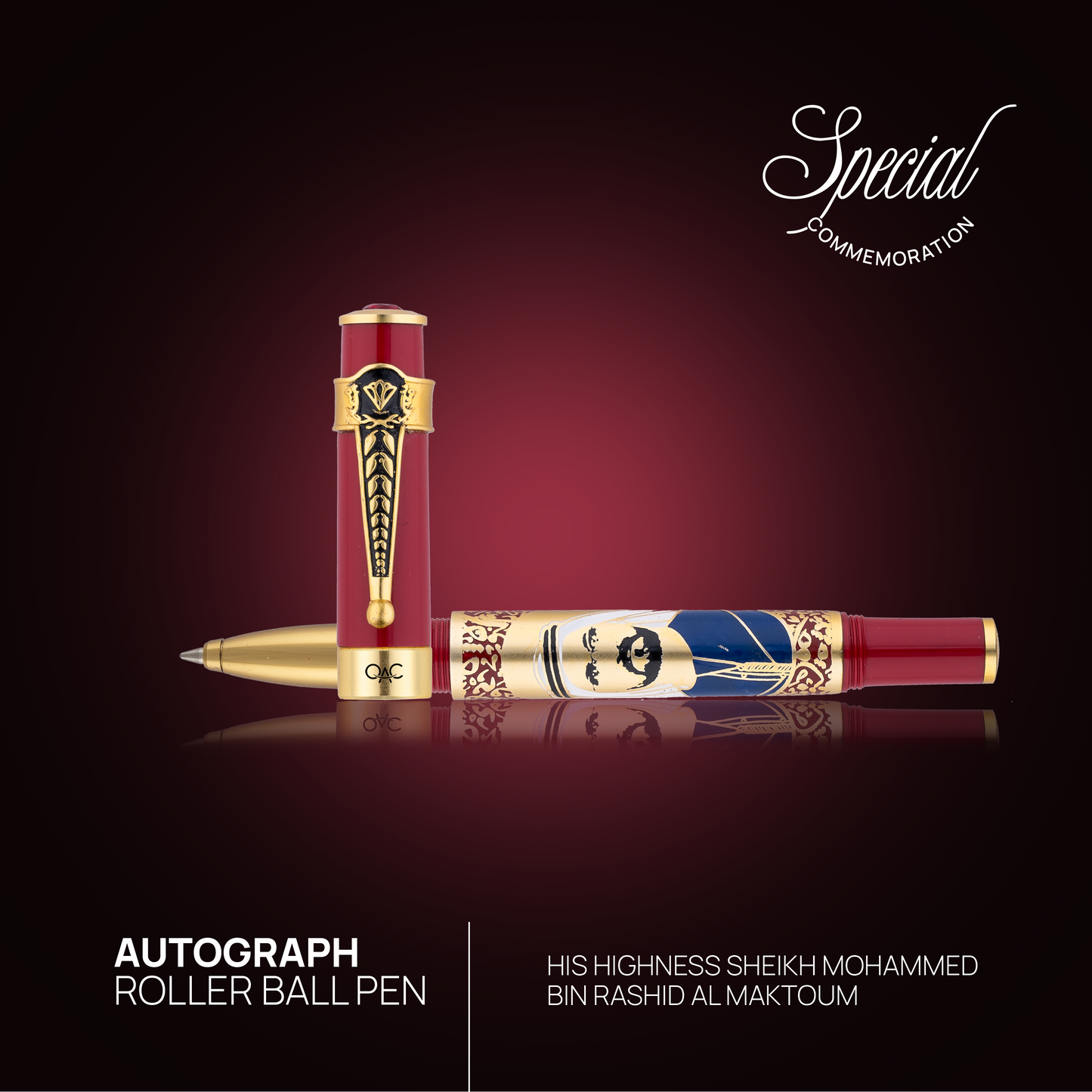 Autograph Sheikh Mohammed Bin Rashid Al Maktoum Roller Ball Pen Red