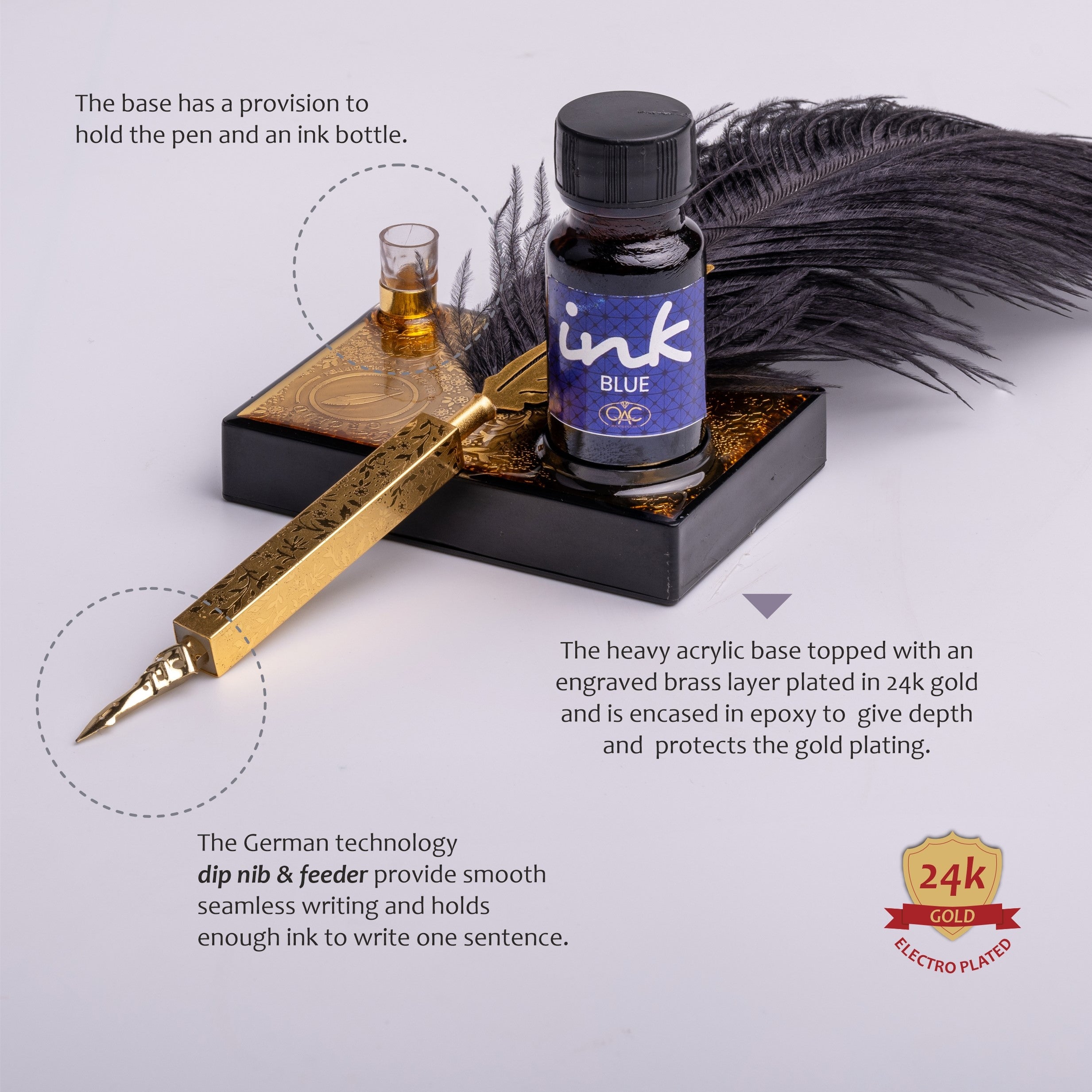 GOLDEN TOUCH BLACK OSTRICH QUILL PEN