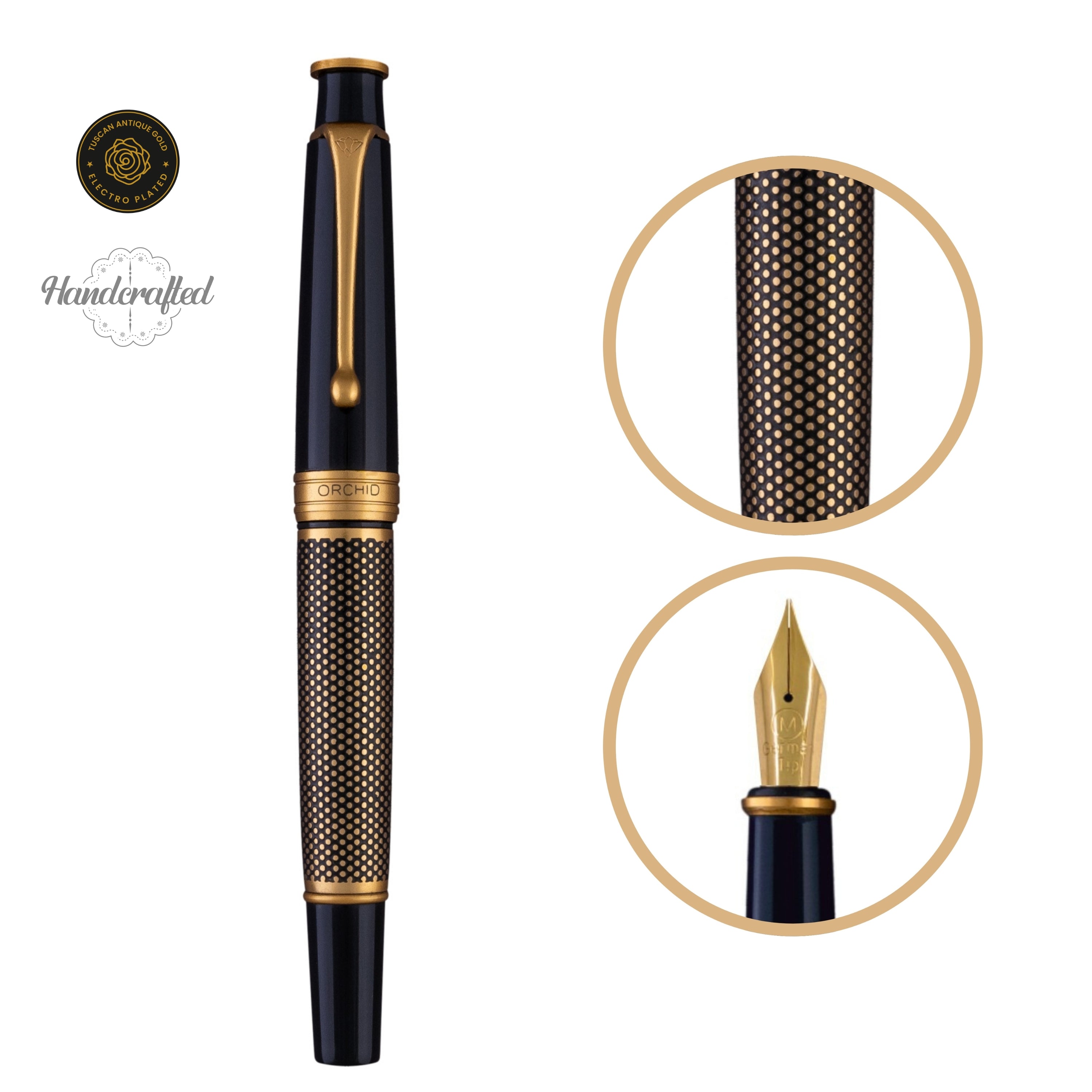 ROYALE FOUNTAIN PEN - EBONY POLKA DOT