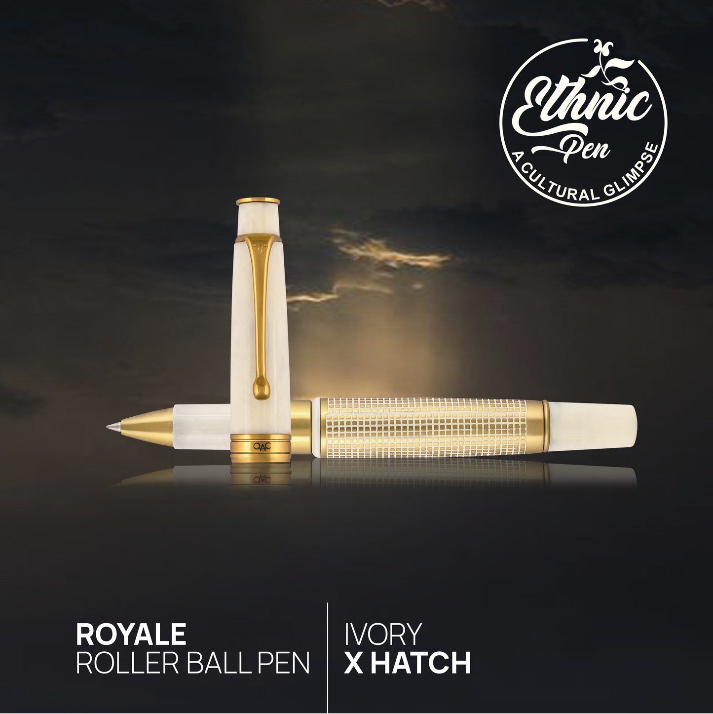 Royale Ivory X Hatch Roller Ball Pen