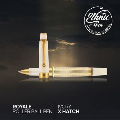 Royale Ivory X Hatch Roller Ball Pen