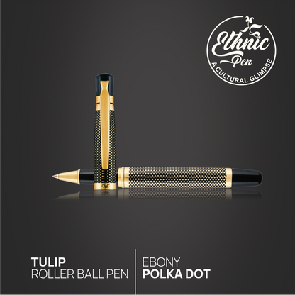 Tulip Ebony Polka Dot Roller Ball Pen