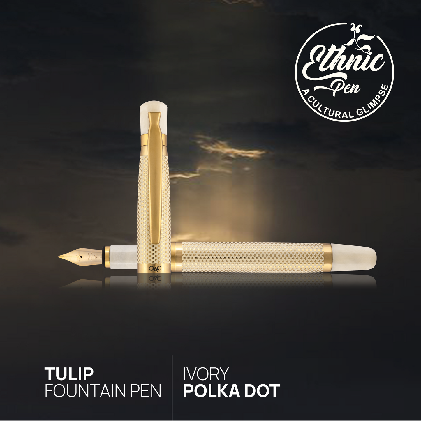 Tulip Ivory Polka Dot Fountain Pen