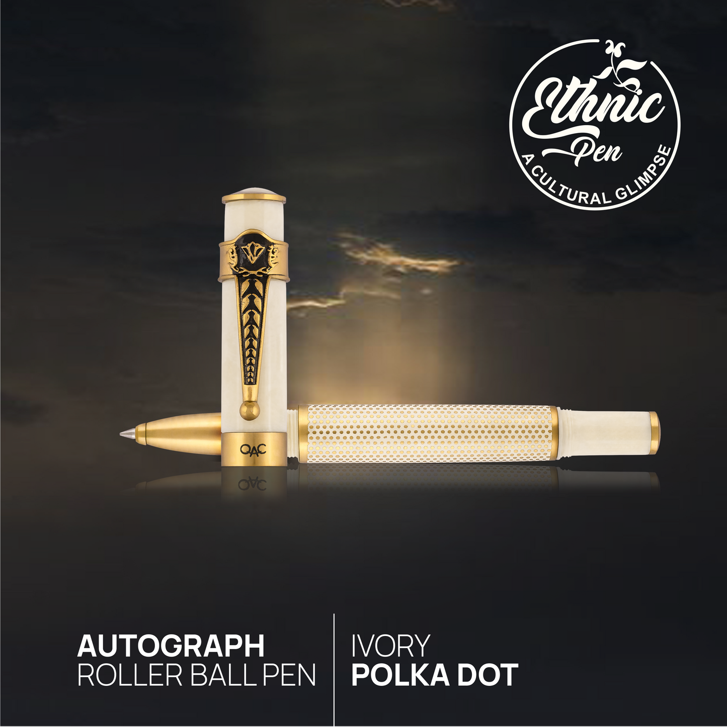 Autograph Ivory Polka Dot Roller Ball Pen