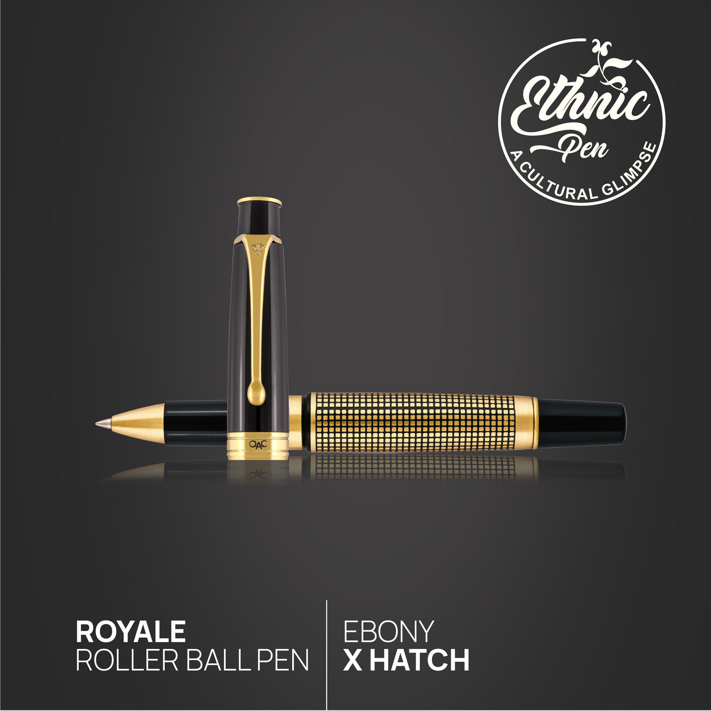 Royale Ebony X Hatch Roller Ball Pen
