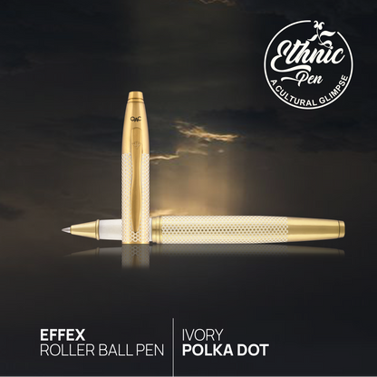 Effex Ivory Polka Dot Roller Ball Pen
