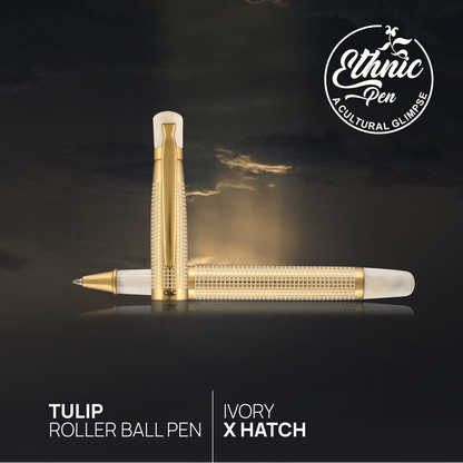 Tulip Ivory X Hatch Roller Ball Pen