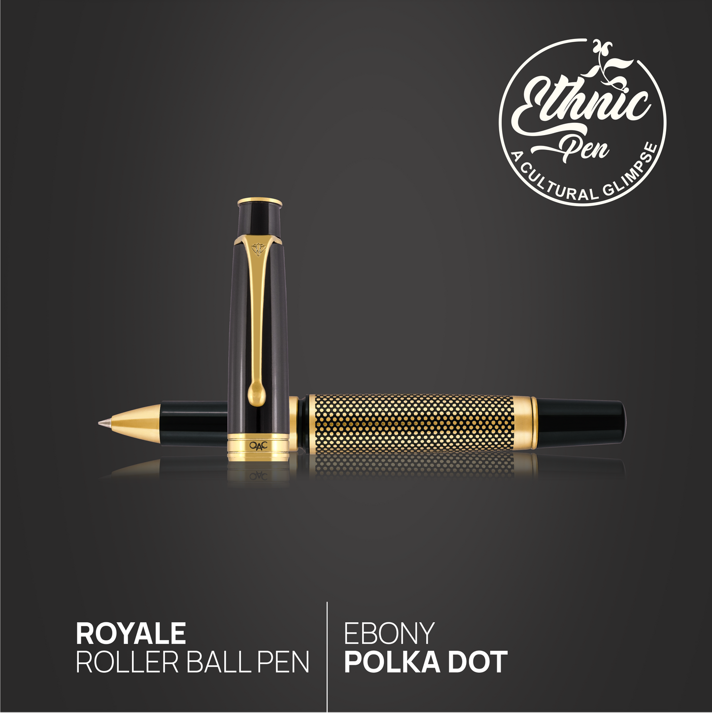 Royale Ebony Polka Dot Roller Ball Pen