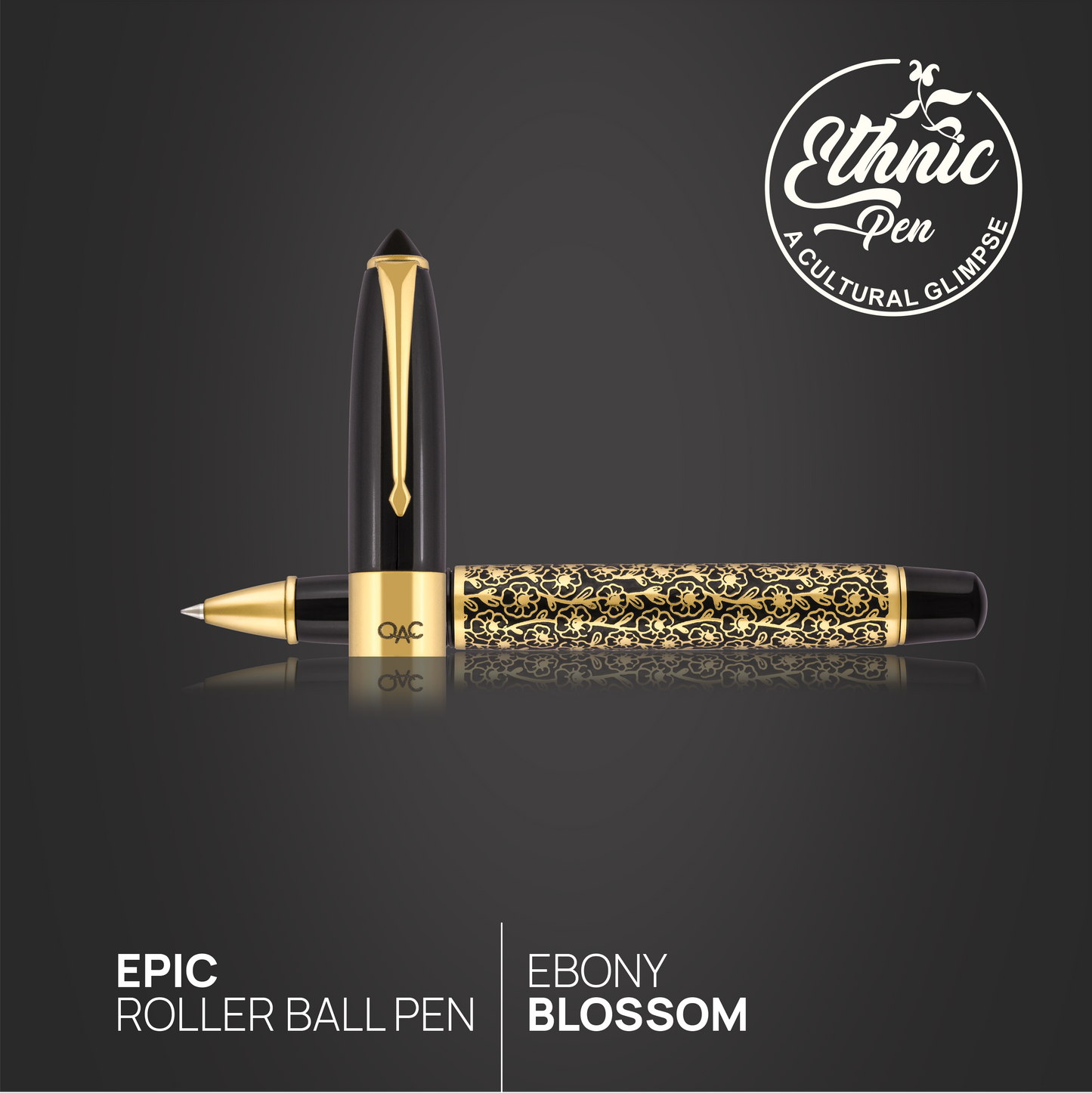 Epic Ebony Blossom Roller Ball Pen
