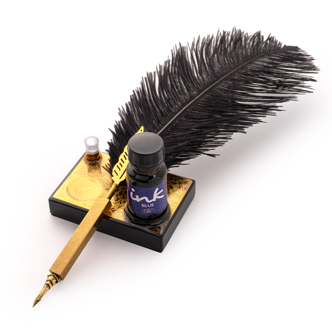GOLDEN TOUCH BLACK OSTRICH QUILL PEN