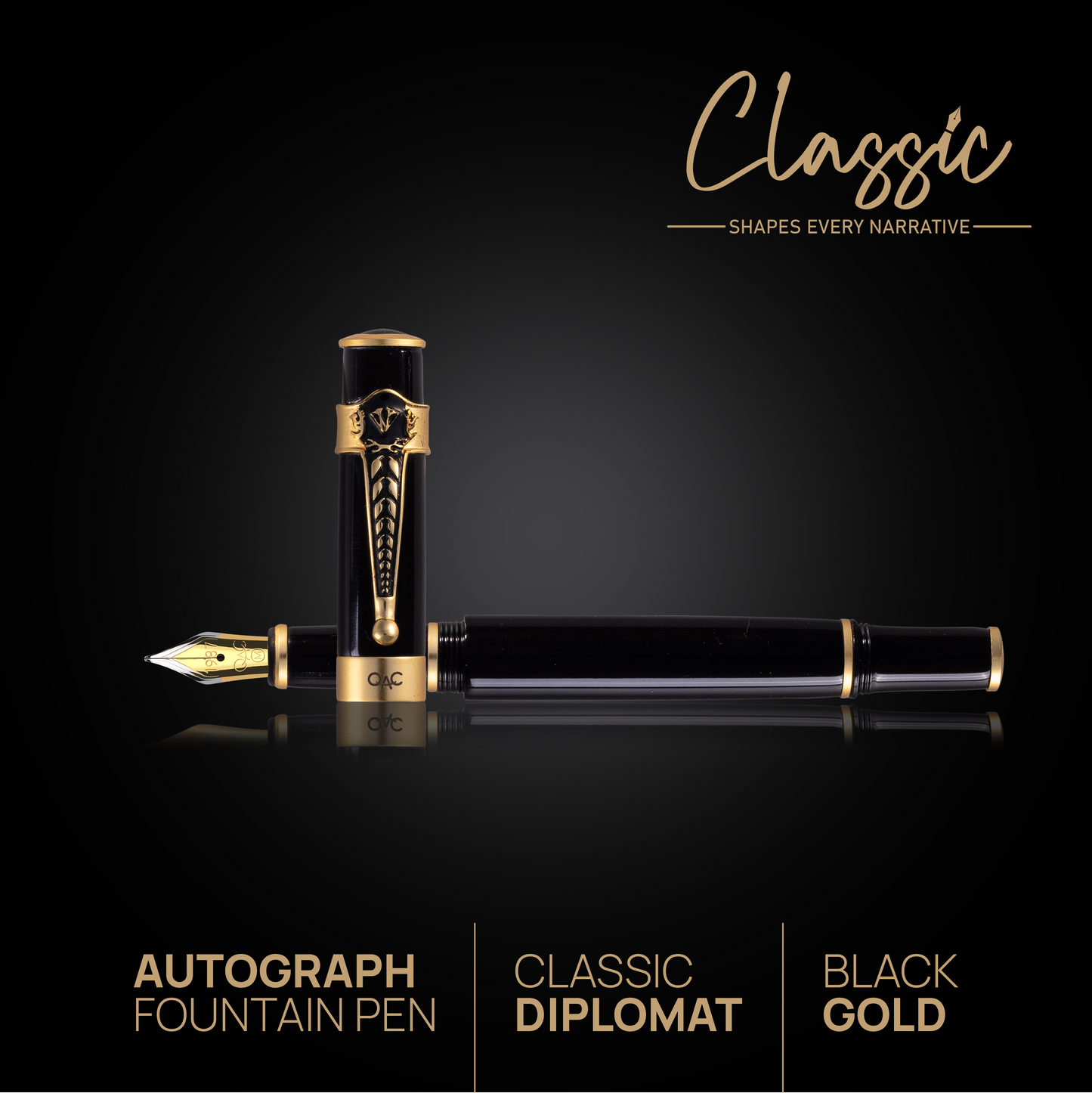 Autograph Classic Fountain Pen Black Gold Diplomat