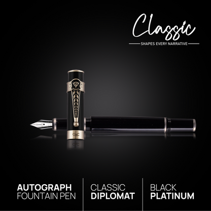 Autograph Classic Fountain Pen Black Platinum Diplomat
