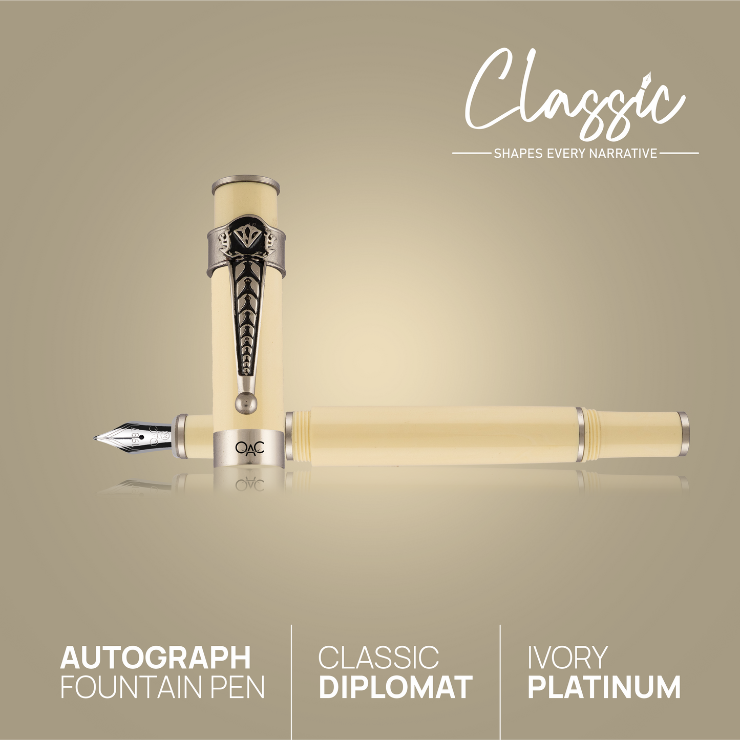Autograph Classic Fountain Pen Ivory Platinum Diplomat
