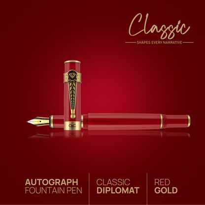 Autograph Classic Fountain Pen Red Gold Diplomat