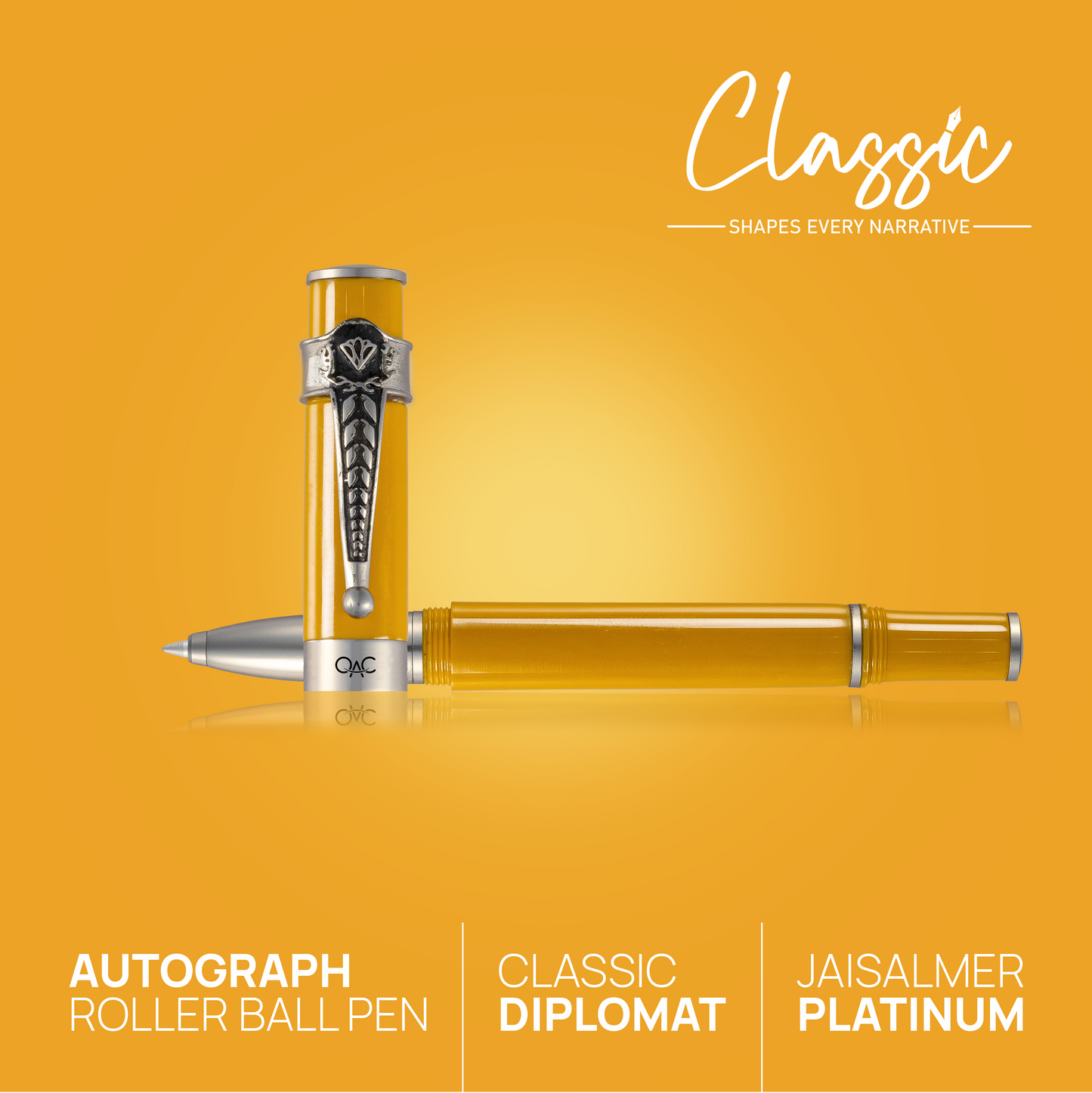 Autograph Classic Roller Ball Pen Jaisalmer Platinum Diplomat