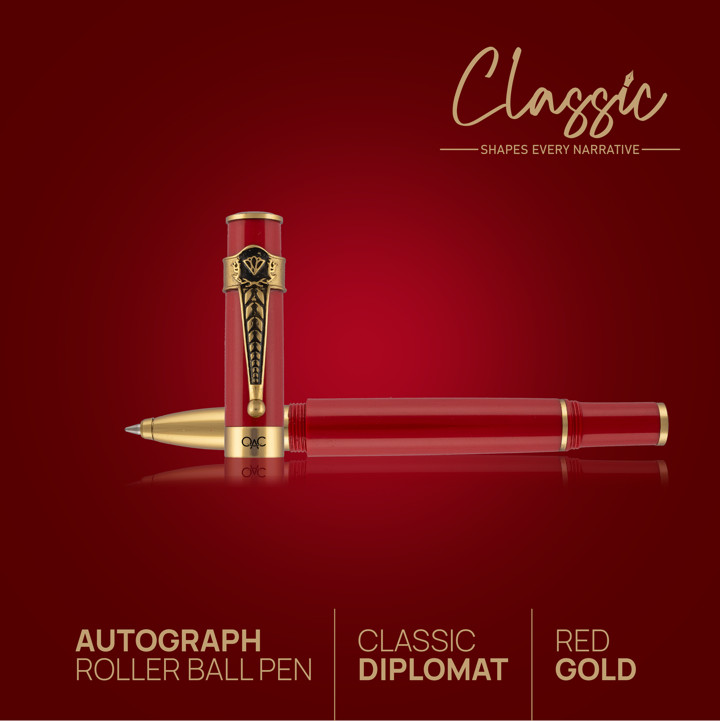 Autograph Classic Roller Ball Pen Red Gold Diplomat