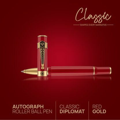 Autograph Classic Roller Ball Pen Red Gold Diplomat