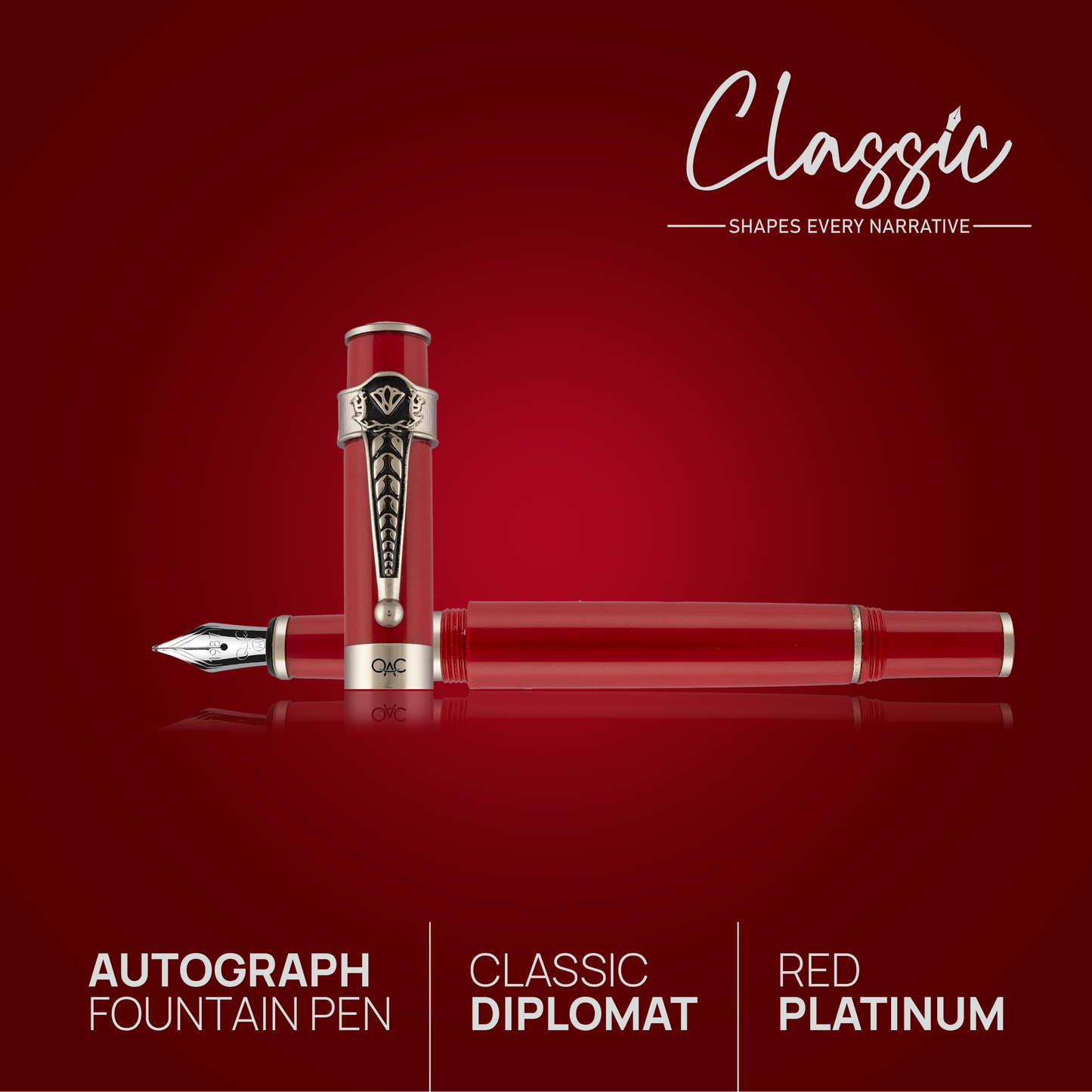 Autograph Classic Roller Ball Pen Red Platinum Diplomat