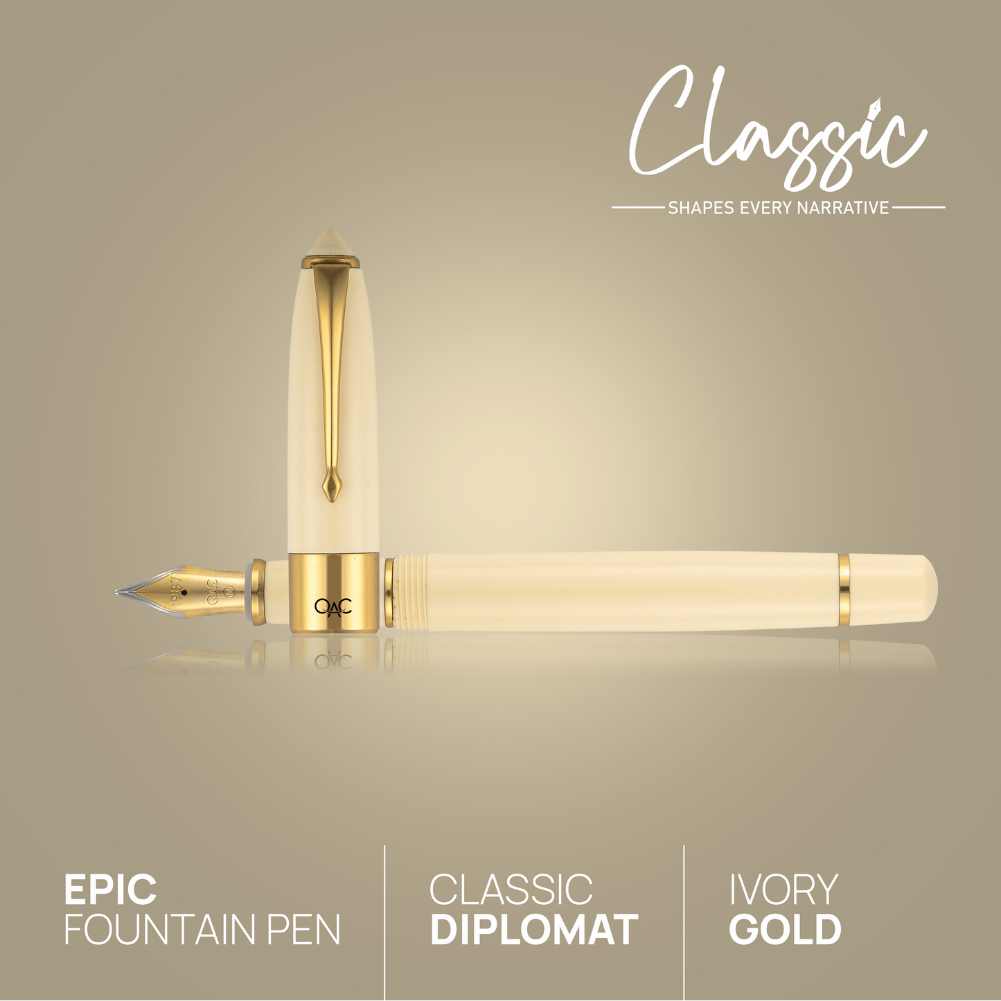 Epic Classic Fountain Pen Ivory Gold Diplomat