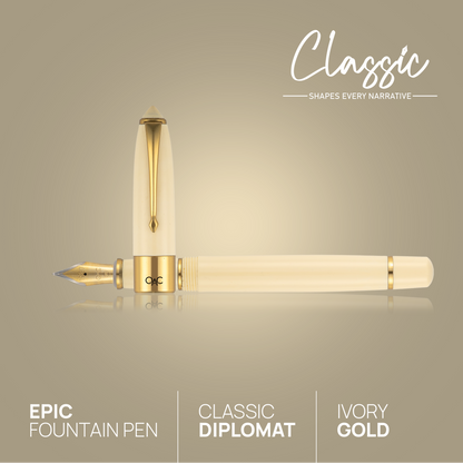 Epic Classic Fountain Pen Ivory Gold Diplomat