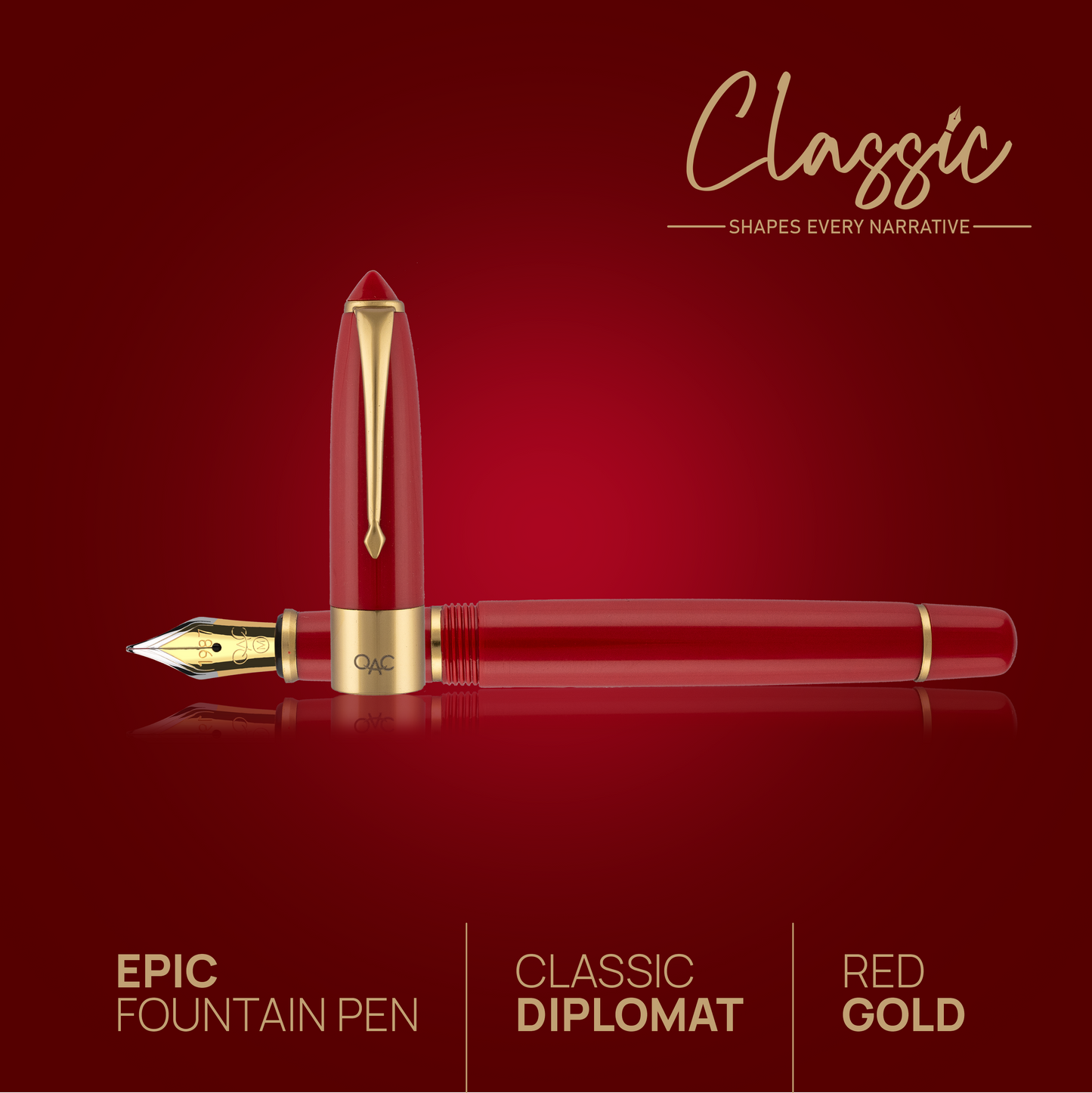 Epic Classic Fountain Pen Red Gold Diplomat