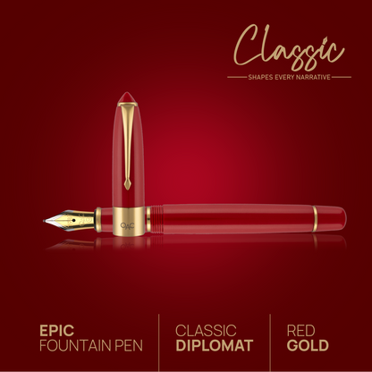 Epic Classic Fountain Pen Red Gold Diplomat