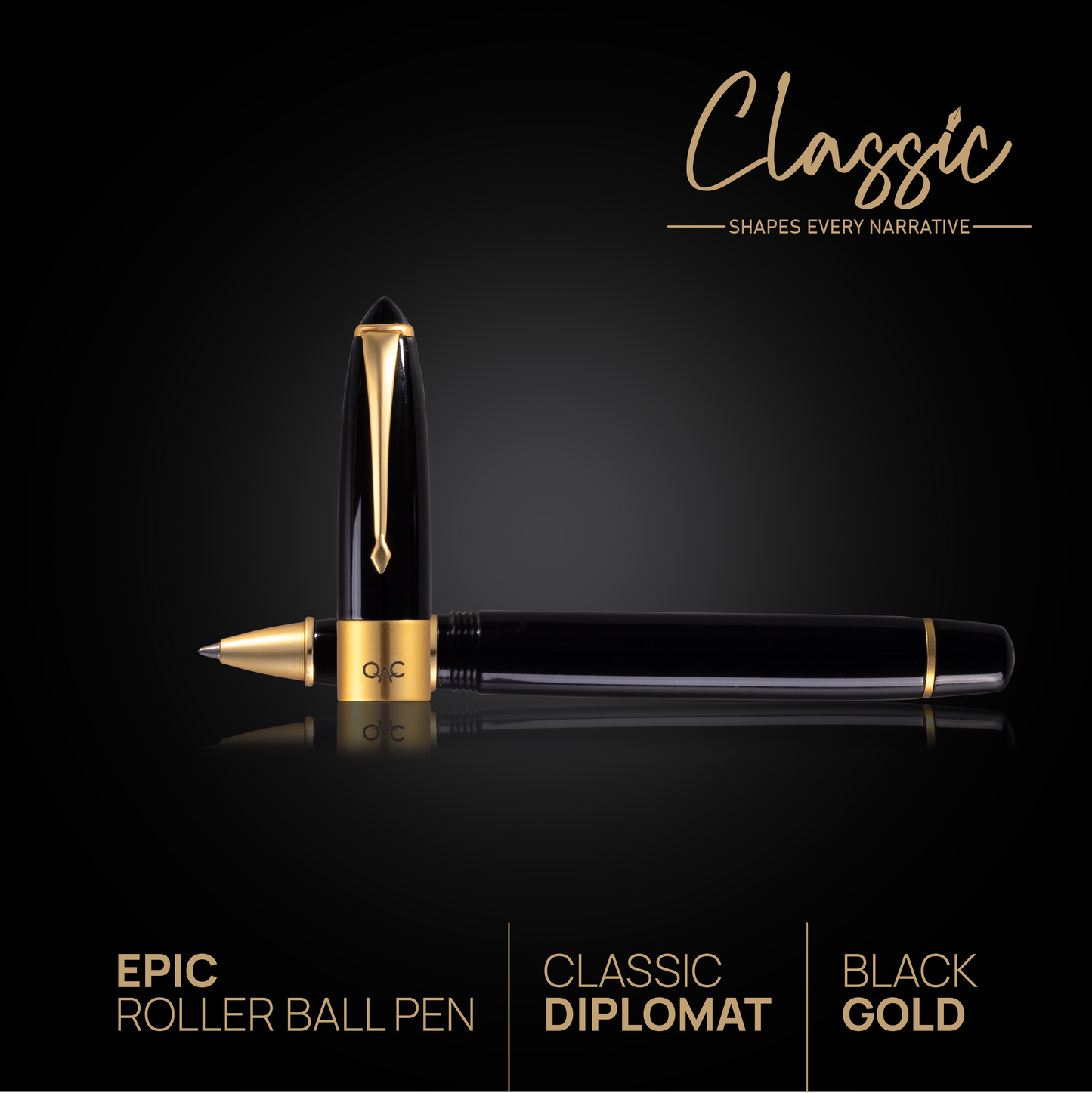 Epic Classic Roller Ball Pen Black Gold Diplomat