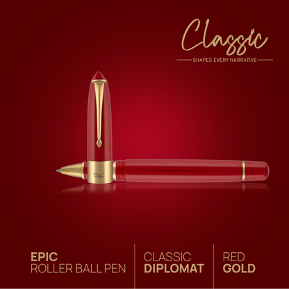 Epic Classic Roller Ball Pen Red Gold Diplomat