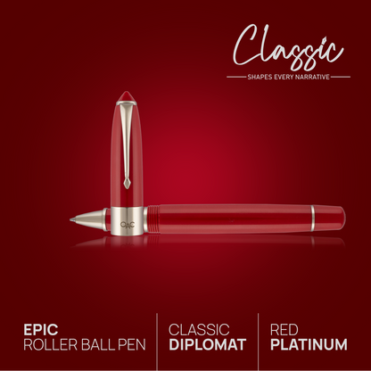 Epic Classic Roller Ball Pen Red Platinum Diplomat