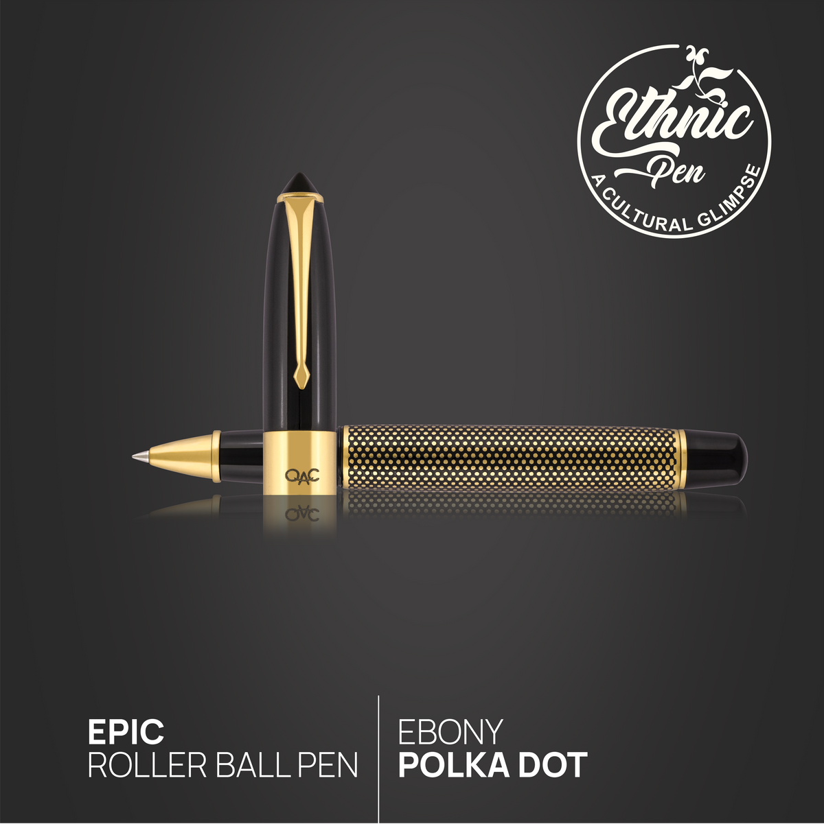 Epic Ebony Polka Dot Roller Ball Pen