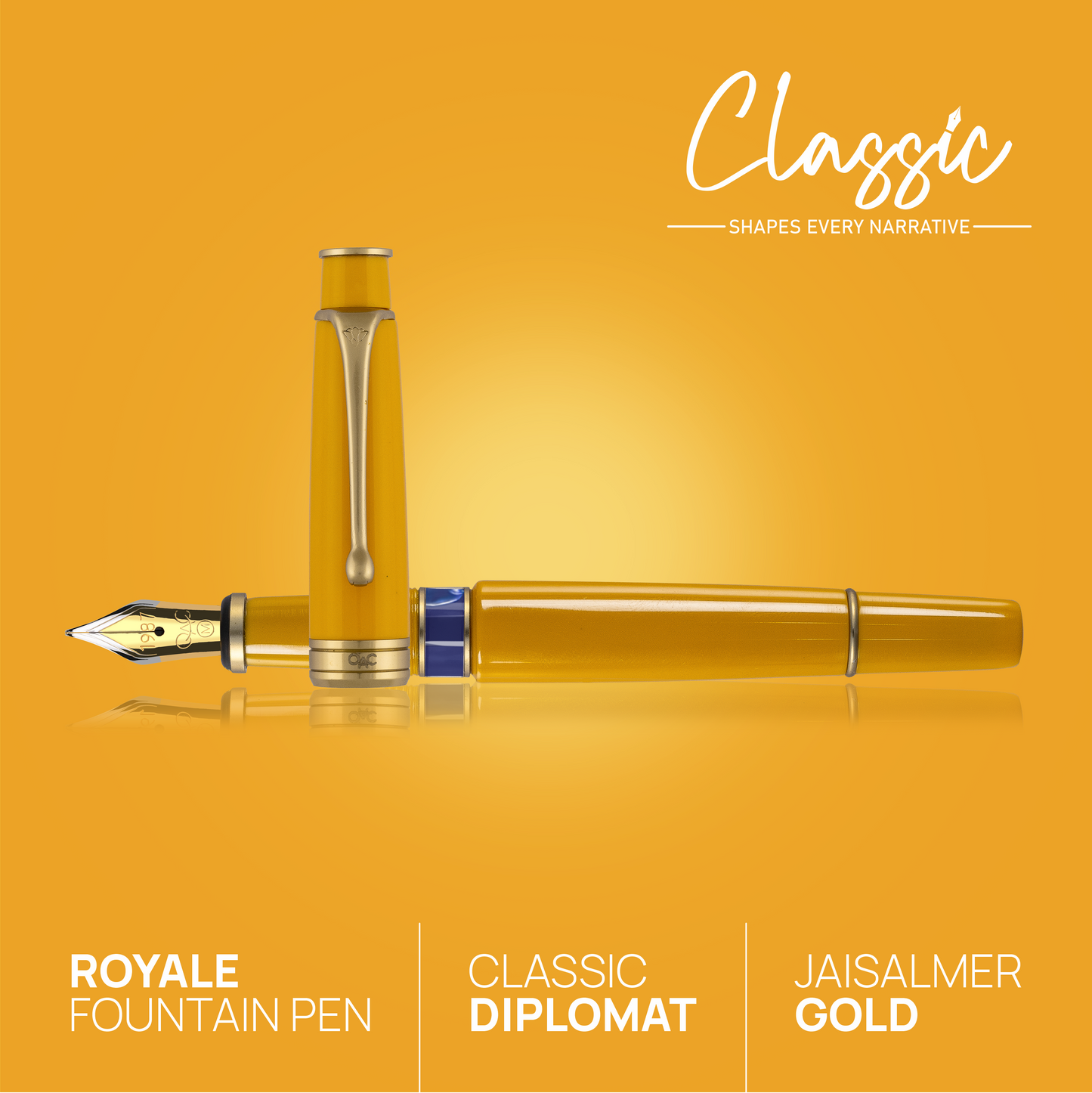 Royale Classic Fountain Pen Jaisalmer Gold Diplomat