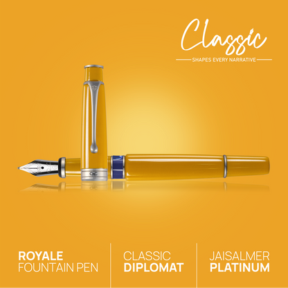 Royale Classic Fountain Pen Jaisalmer Platinum Diplomat