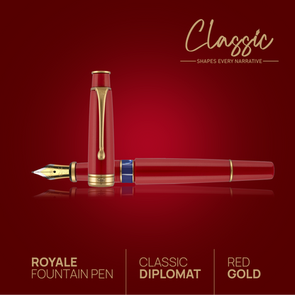 Royale Classic Fountain Pen Red Gold Diplomat