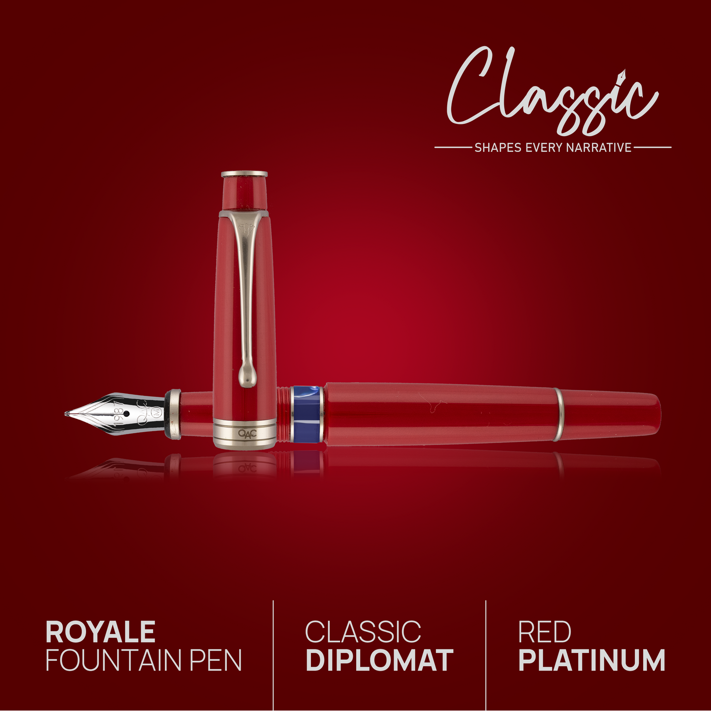 Royale Classic Fountain Pen Red Platinum Diplomat