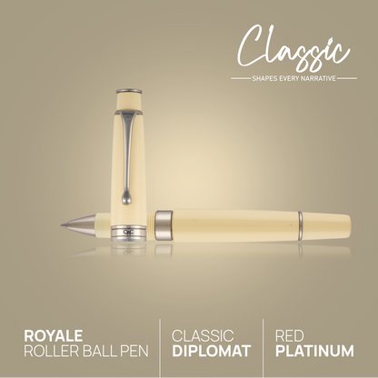 Royale Classic Roller Ball Pen Ivory Platinum Diplomat